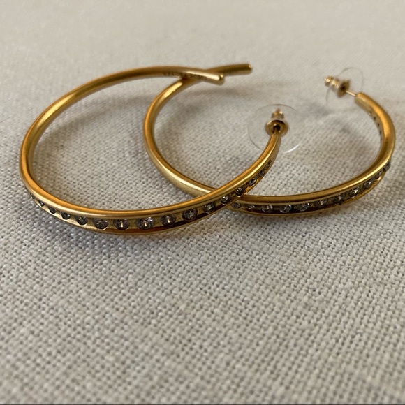 Kendra Scott Selena Large Hoops Earrings Vintage Gold Sparkly White Zirconia $78 - Picture 9 of 17